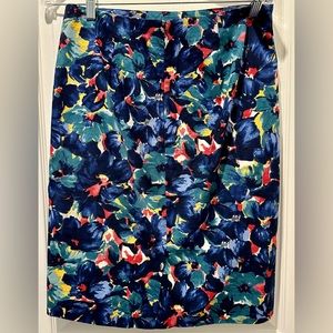 Talbots Cotton Blend Floral Pencil Skirt.